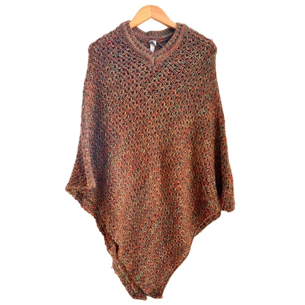 Chico’s Metallic Knit Shawl Shrug Top Fall Colors 🧶 poncho